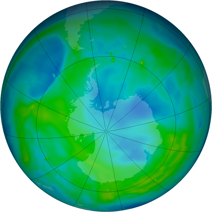 Antarctic ozone map for 05 May 2010